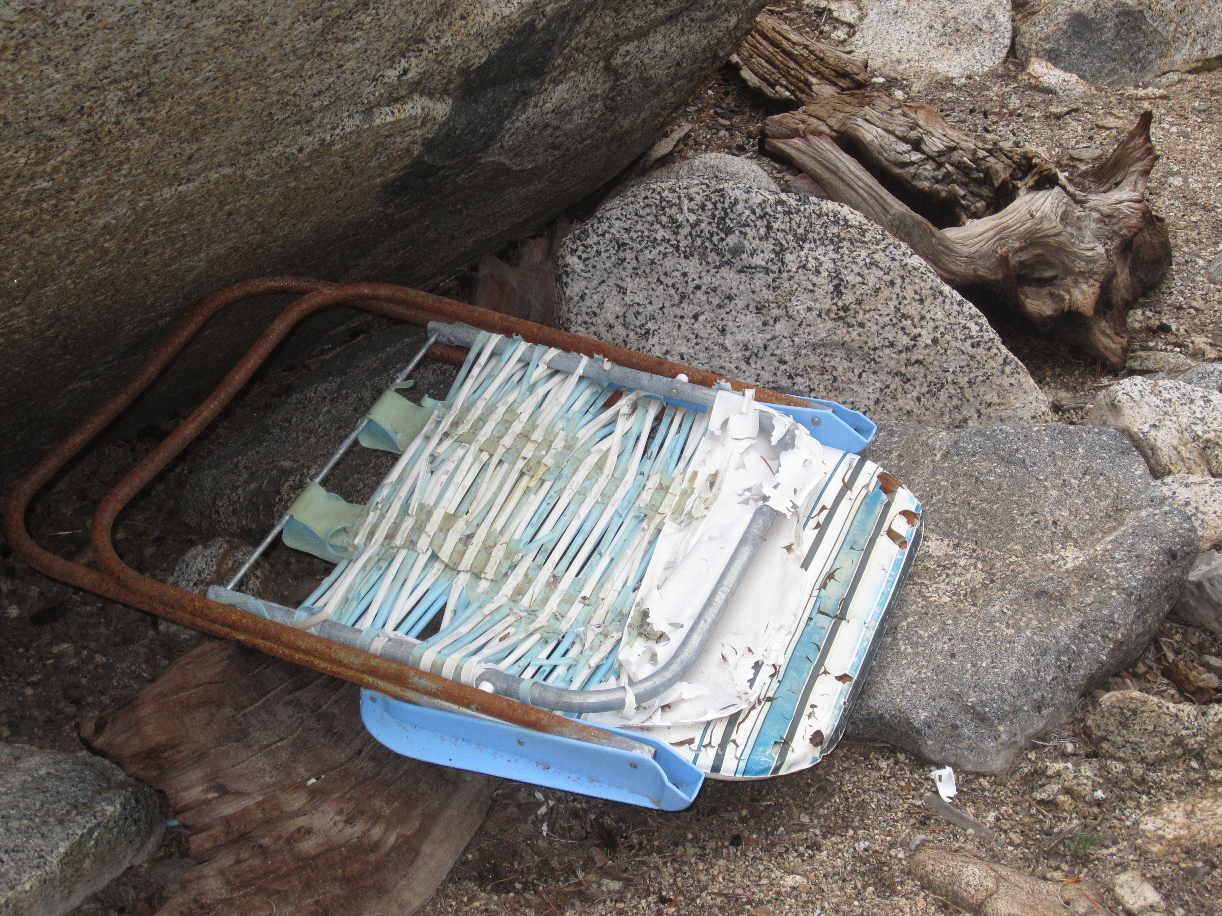 Mom's lawn chair at the phone spot.